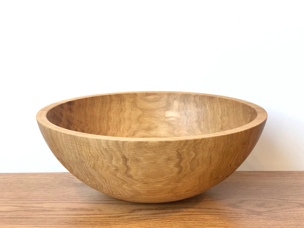 Solid Oak Wood Bowl - 17"D