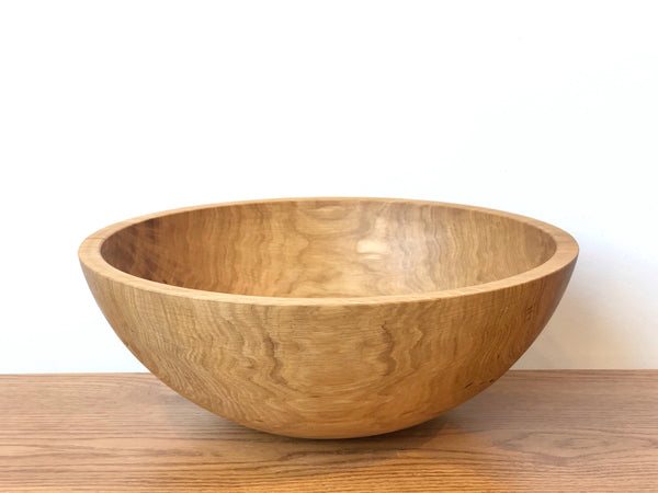 Solid Oak Wood Bowl - 17"D