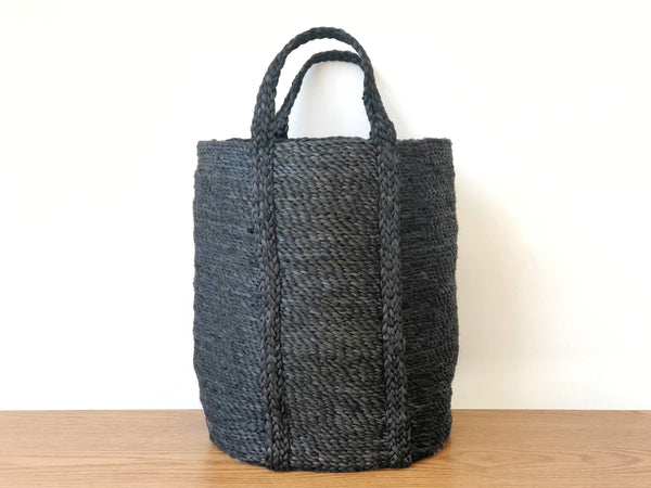 Handwoven Jute Basket Charcoal Small Tall