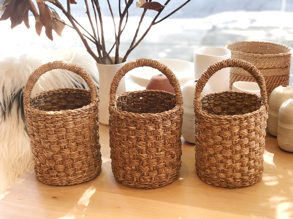 Handwoven Basket with Top Handle Small