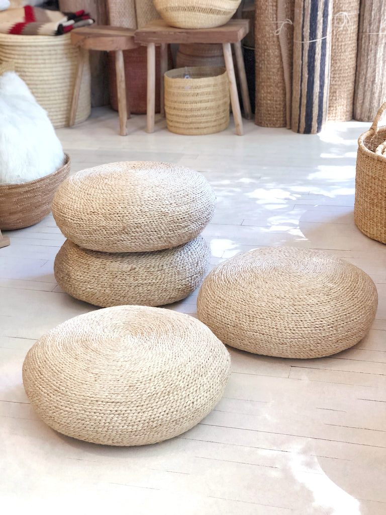 Handwoven Jute Meditation Pouf