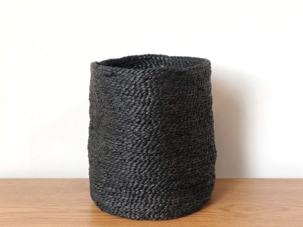 Handwoven Jute Basket Charcoal Round Waste Bin