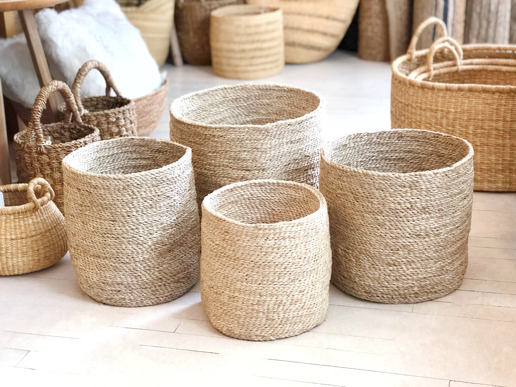 Handwoven Jute Basket Natural Round Small