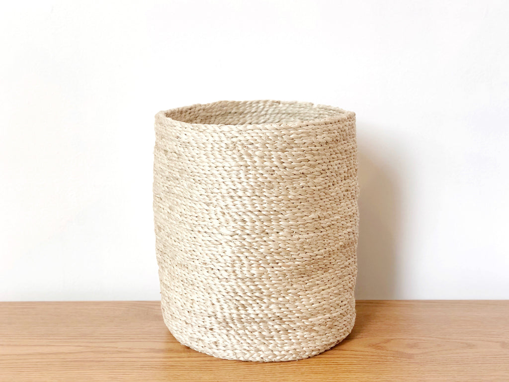 Handwoven Jute Basket Natural Round Waste Bin