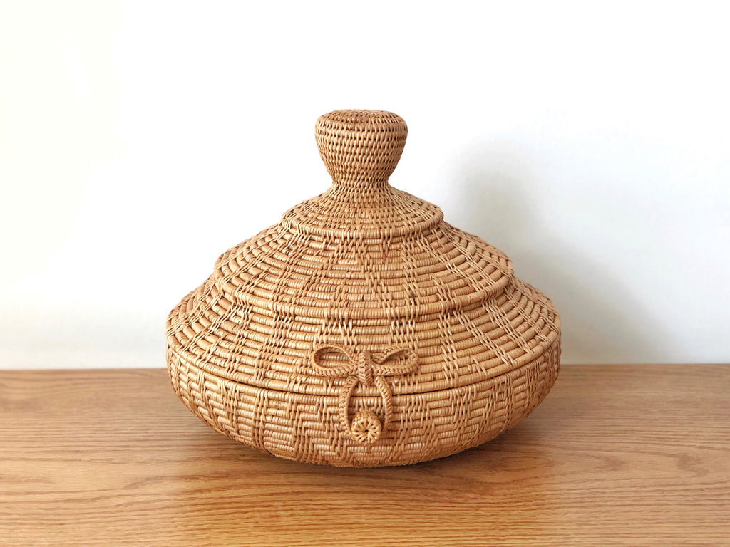 Handwoven Grass Large Lidded Container