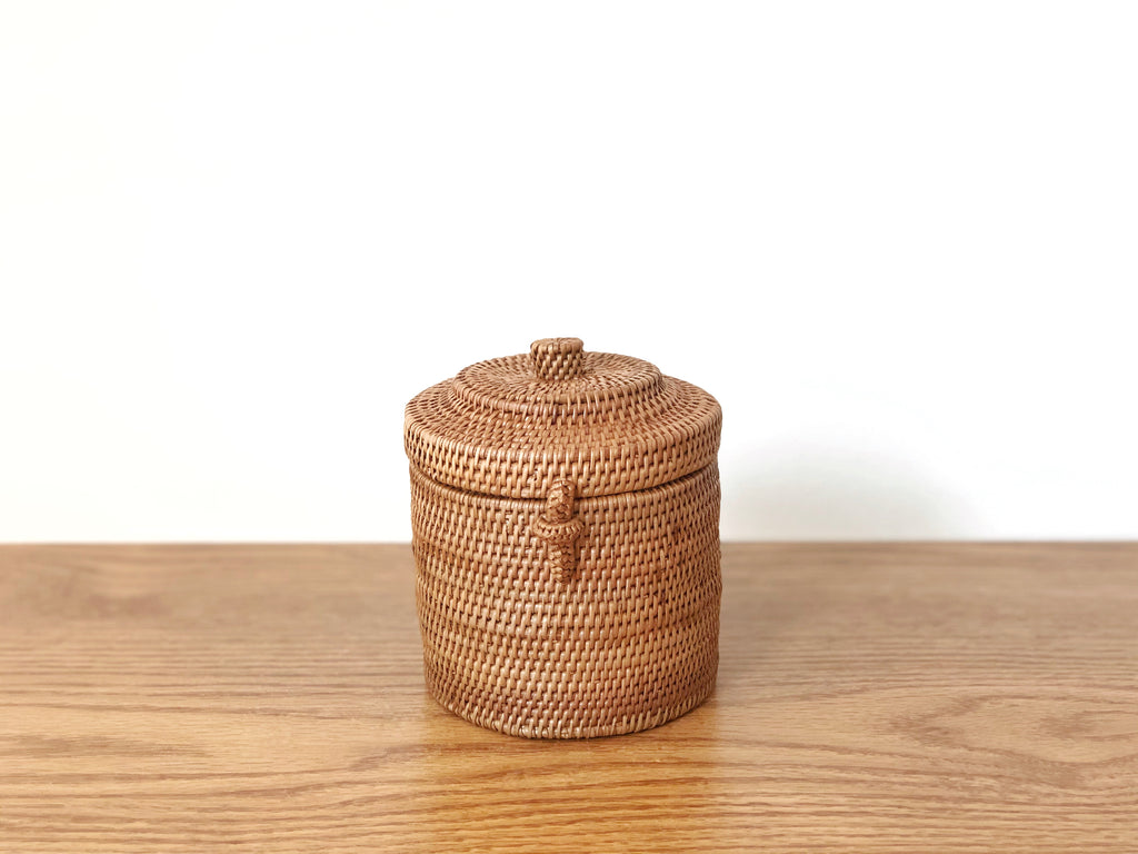 Handwoven Grass Small Lidded Container