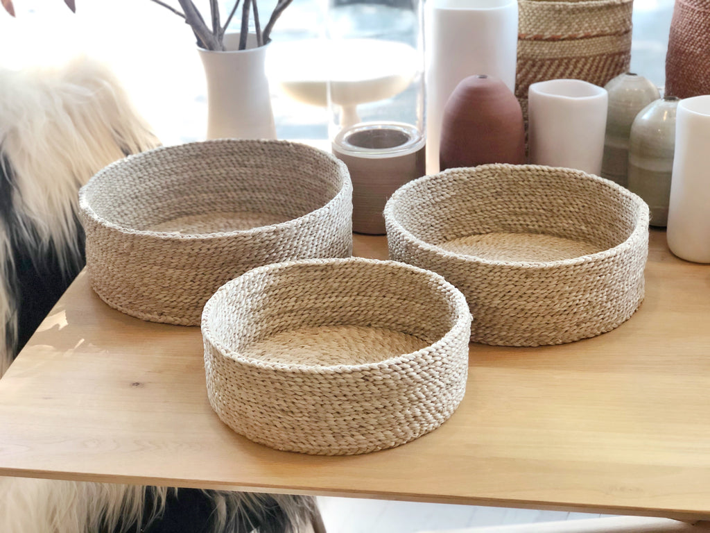 Handwoven Jute Basket Natural Round Tray