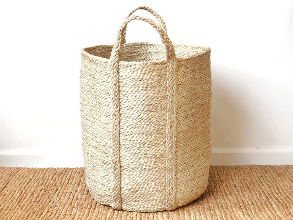 Handwoven Jute Basket Natural Tall Large