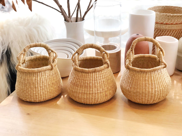 Handwoven Basket with Handle Mini Gourd