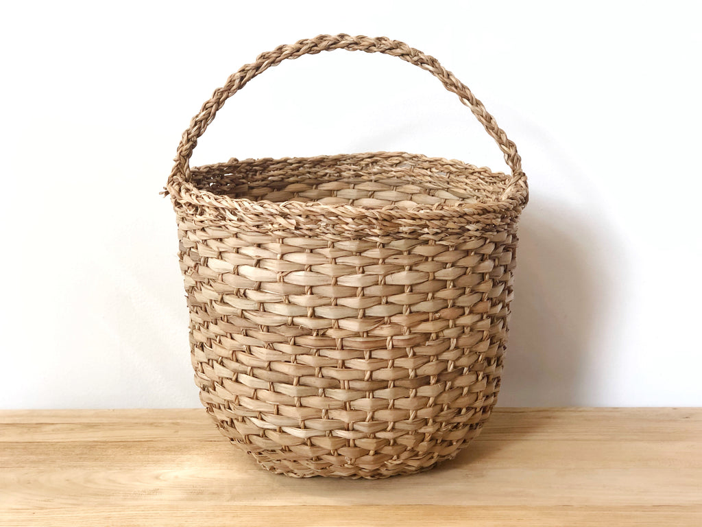 Handwoven Basket Round with Handle