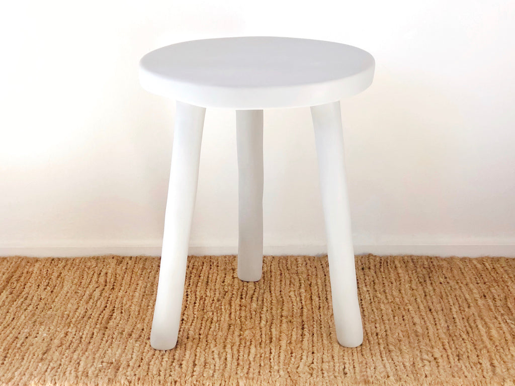 Hand-Sculpted Resin Side Table / Stool Grey