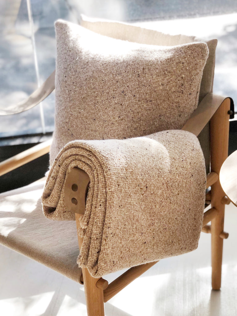 Handwoven Lambswool Cashmere Pillow - Oatmeal