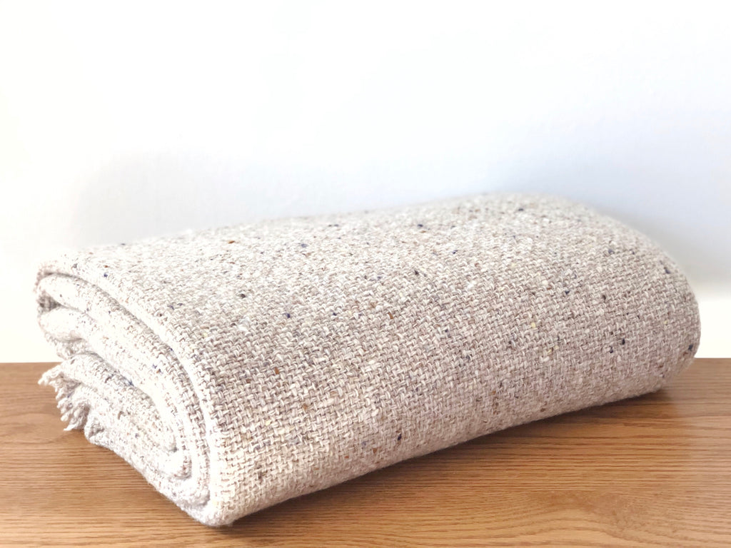 Handwoven Lambswool Cashmere Throw - Oatmeal