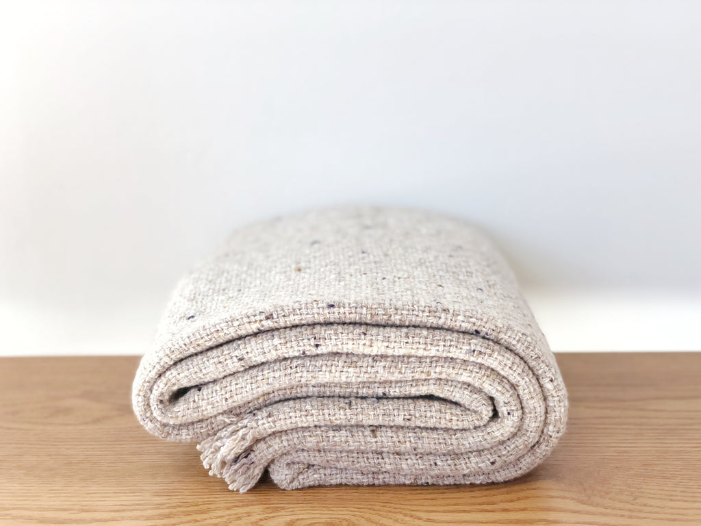 Handwoven Lambswool Cashmere Throw - Oatmeal