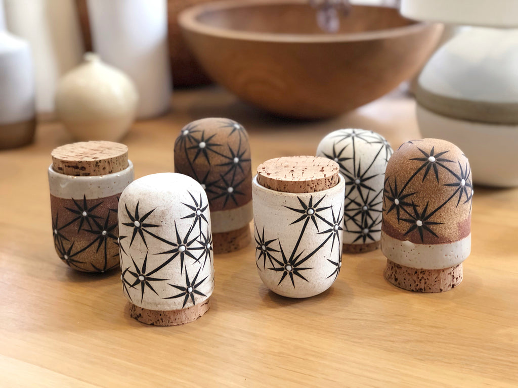 Hand-Painted Ceramic Corked Canister