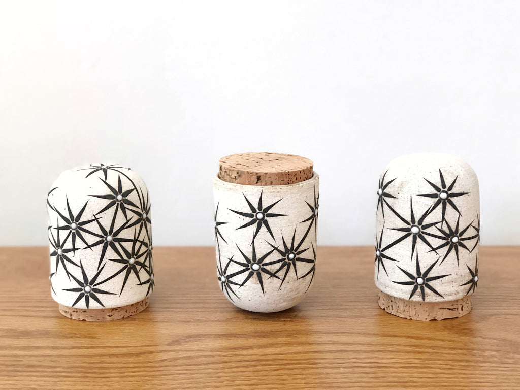 Hand-Painted Ceramic Corked Canister