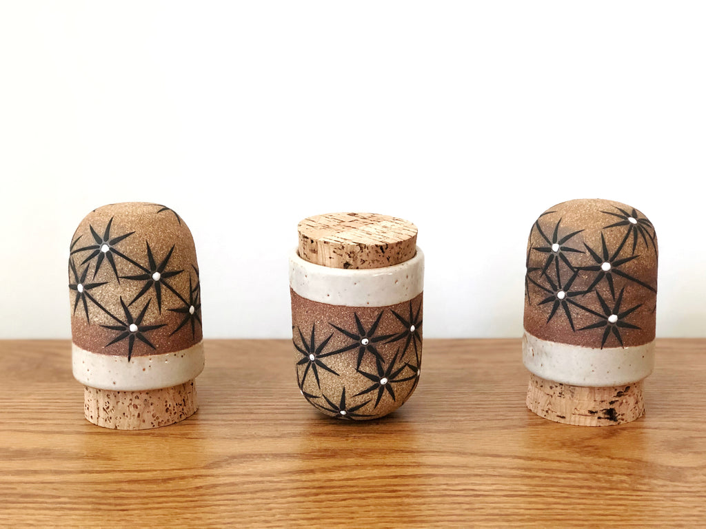 Hand-Painted Ceramic Corked Canister