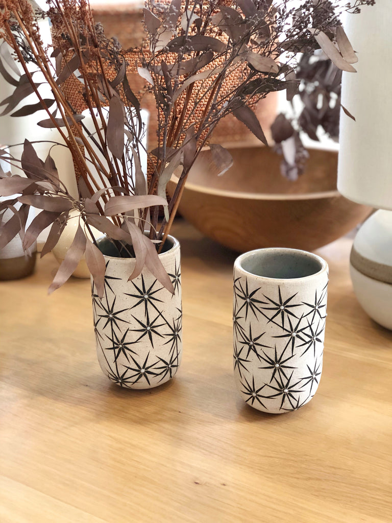Hand-Painted Ceramic Candlestick Holder / Vase