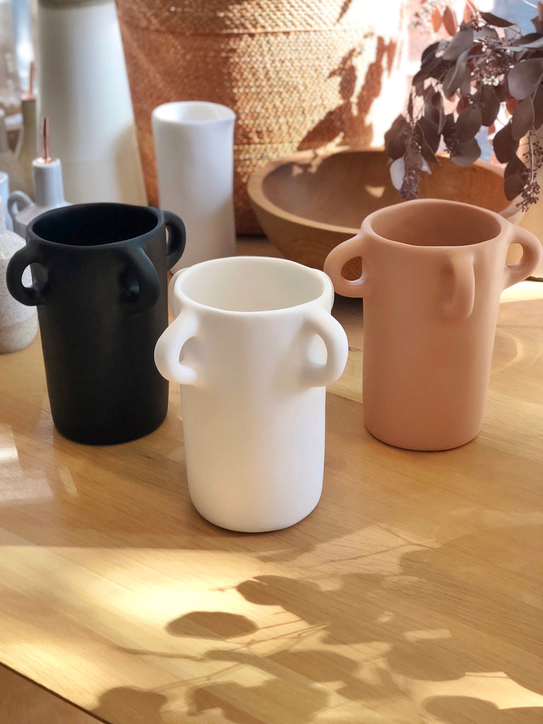 Hand-Sculpted Resin Vase With Handles