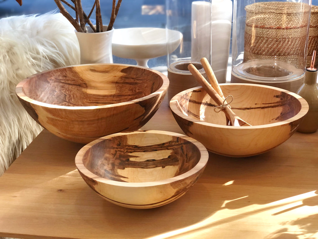 Solid Maple Wood Bowl - 11"D