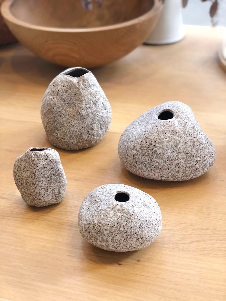 Ceramic Stone Vase Large Round