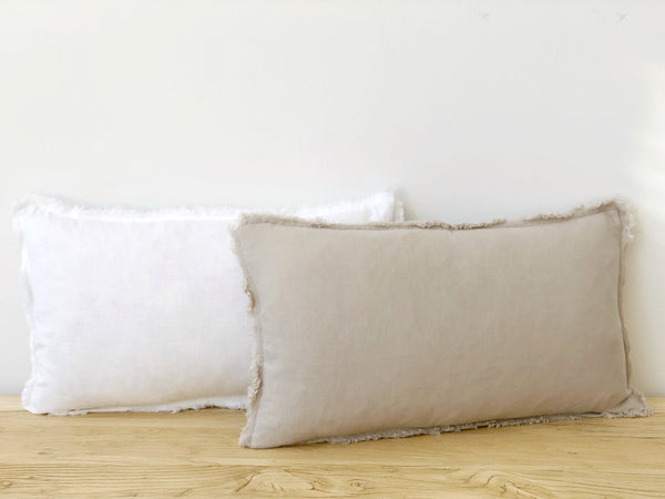 Linen Fringed Lumbar Pillow