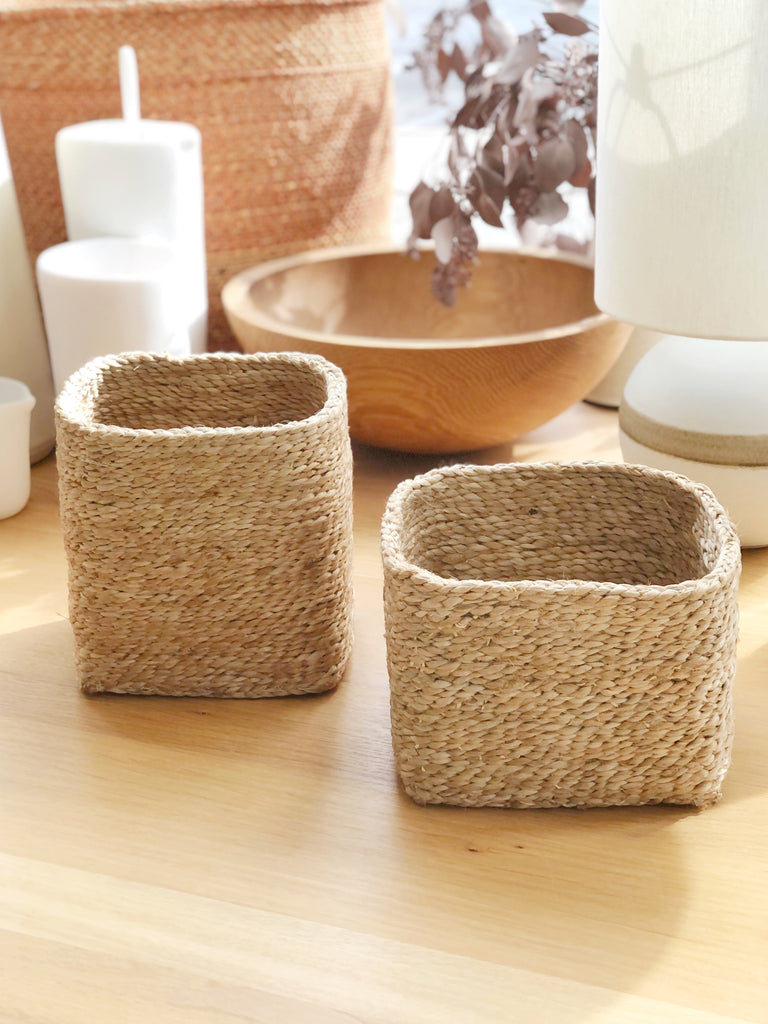 Handwoven Jute Basket Natural Container Small