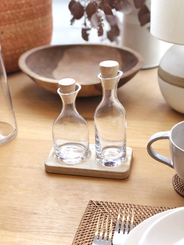 Handblown Glass Oil & Vinegar Set