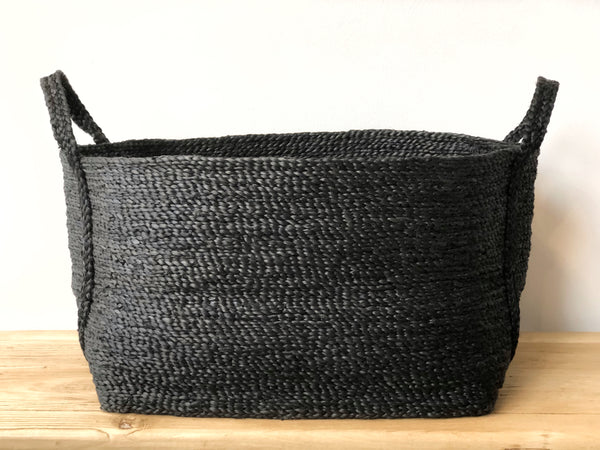 Handwoven Jute Basket Charcoal Large