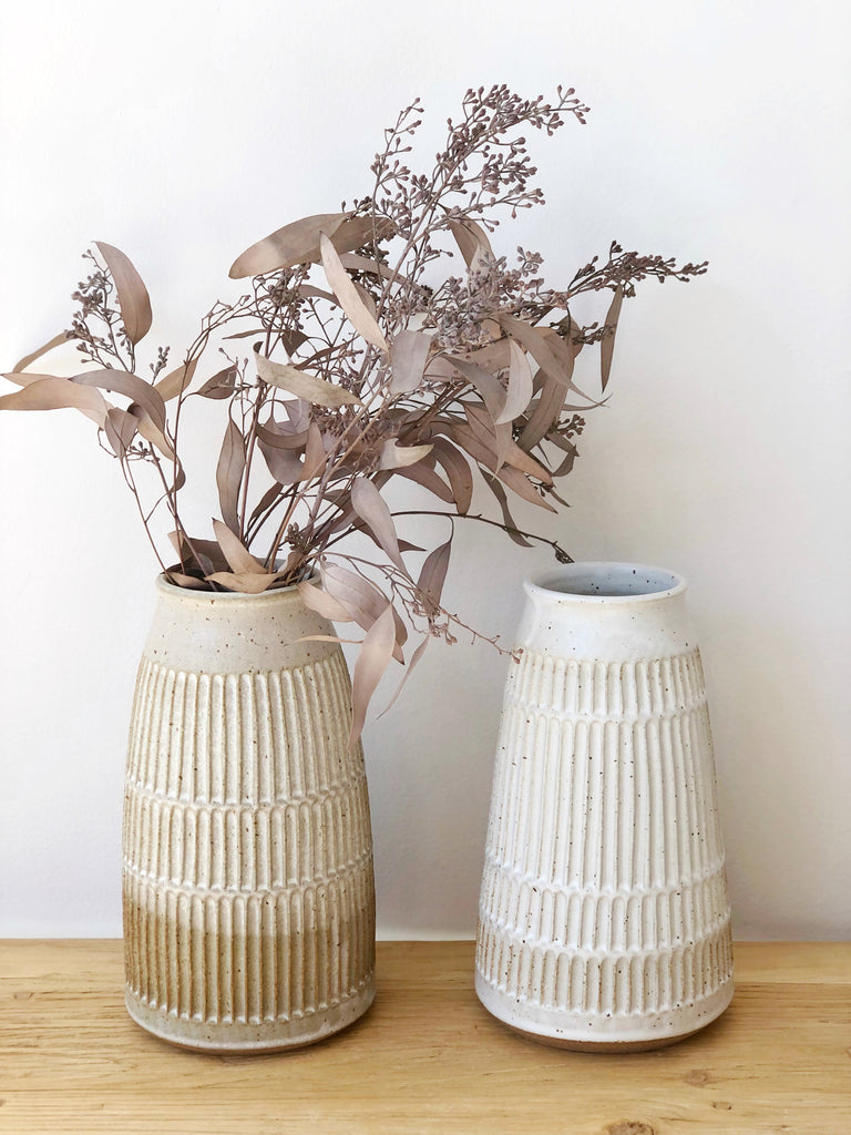 Ceramic Carved Tall Vase