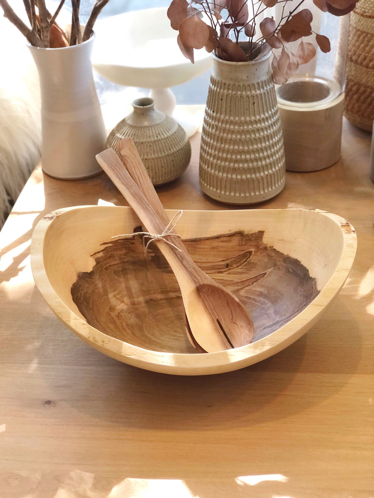 Solid Maple Wood Bowl Wane Edge - 17"D