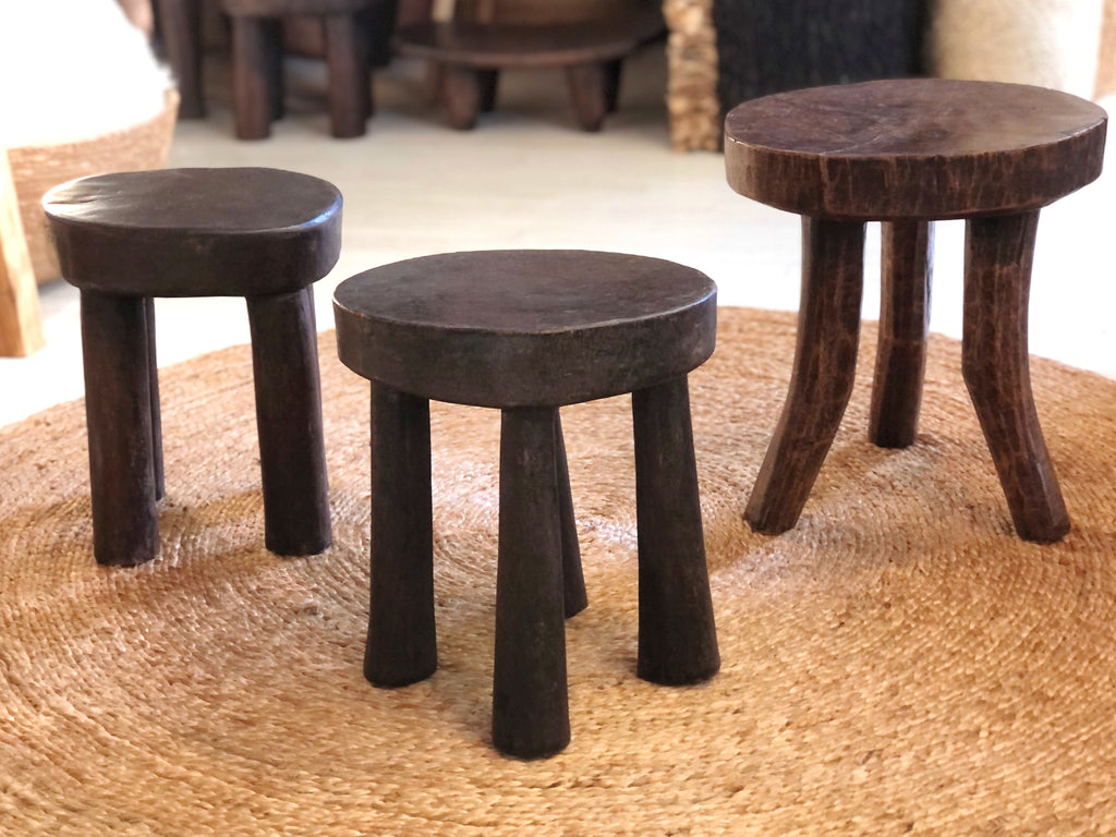 Handcarved Vintage African Short Stool