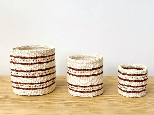 Handwoven Small Beaded Basket