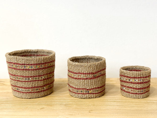 Handwoven Small Beaded Basket