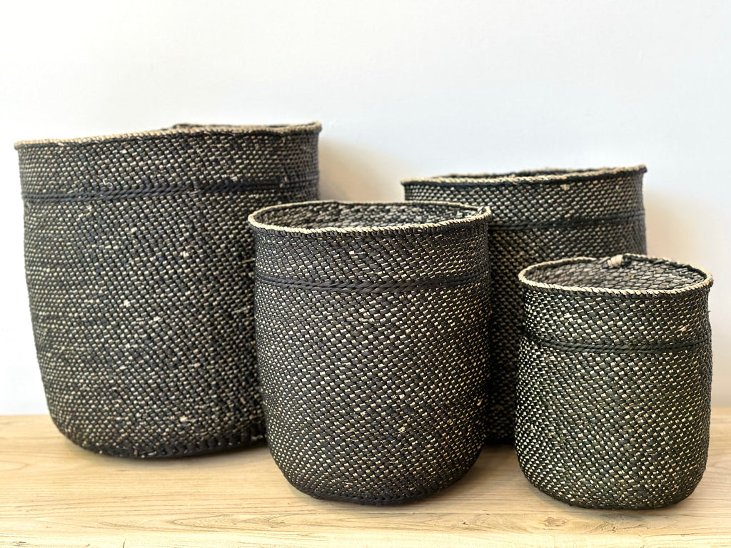 Handwoven Grass Basket Black