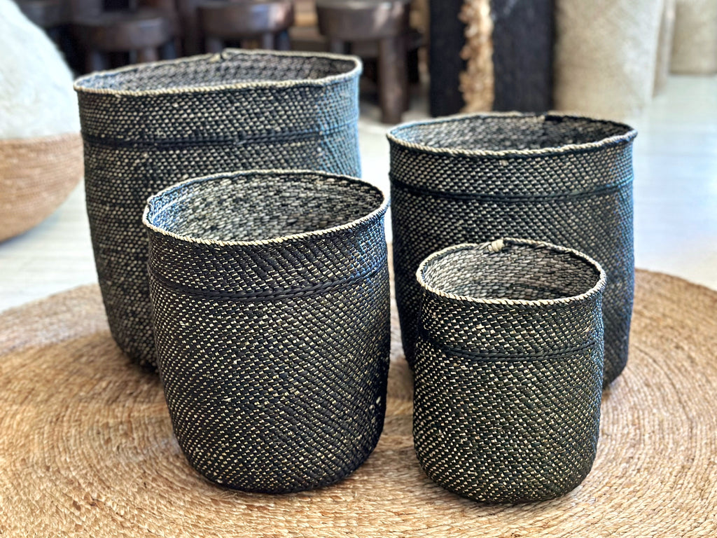 Handwoven Grass Basket Black