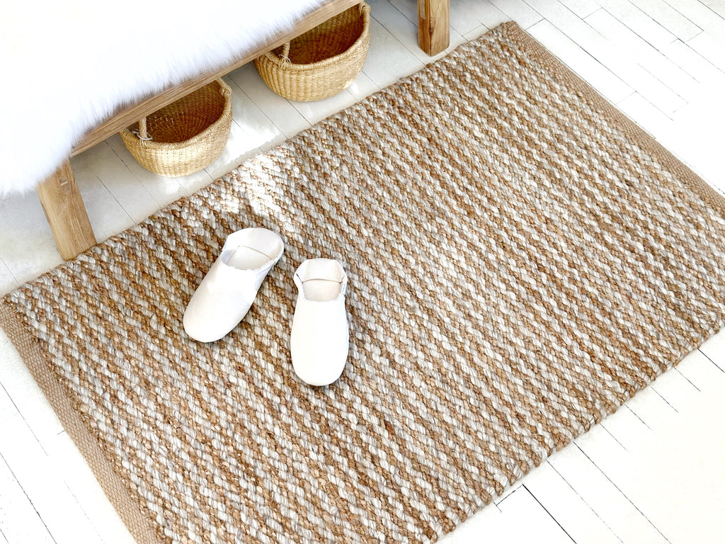 Handwoven Jute Wool Rug / Runner