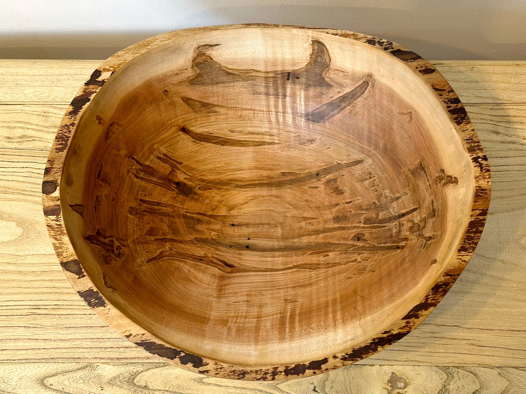 Solid Maple Wood Bowl Wane Edge - 17"D