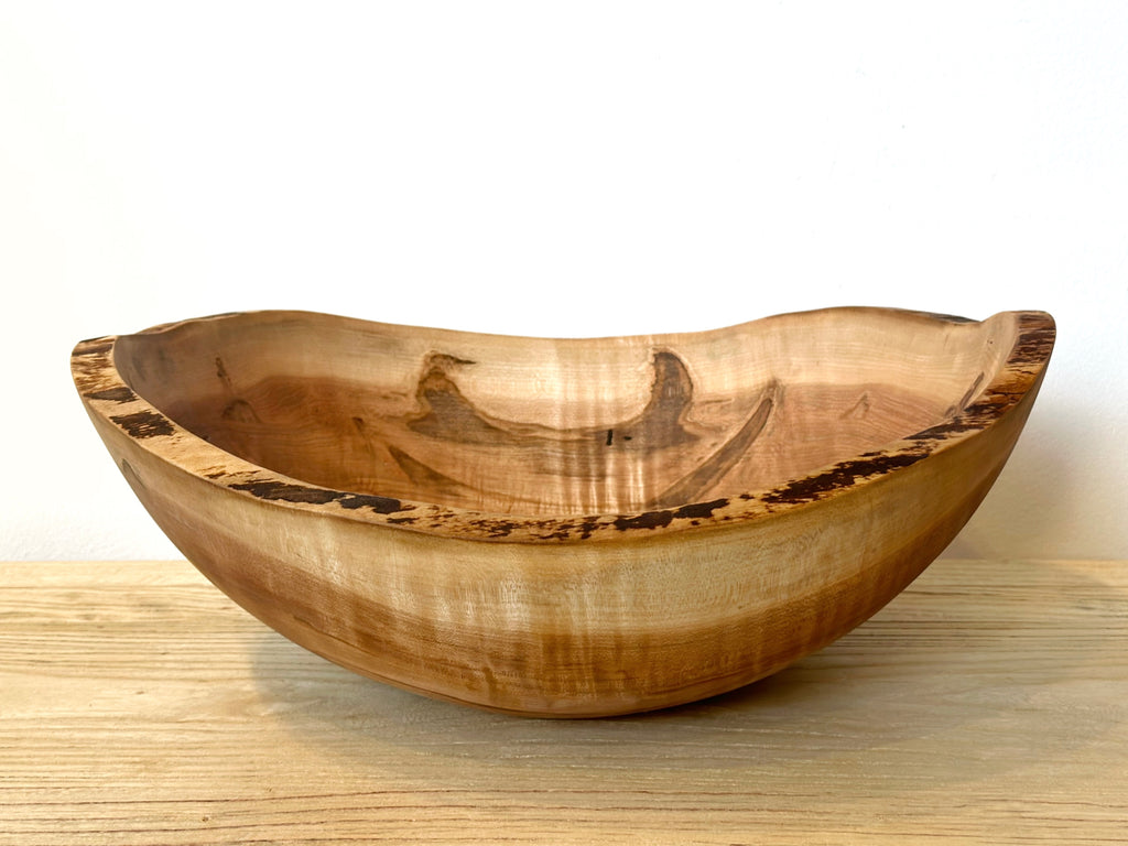 Solid Maple Wood Bowl Wane Edge - 17"D