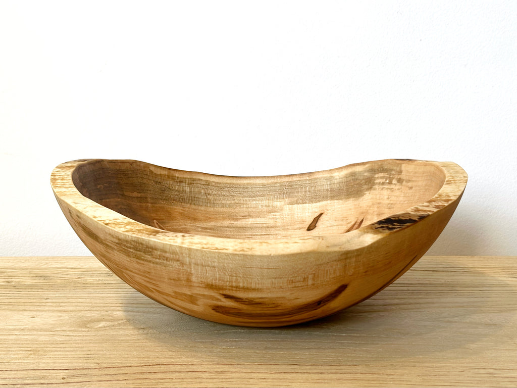 Solid Maple Wood Bowl Wane Edge - 14"D