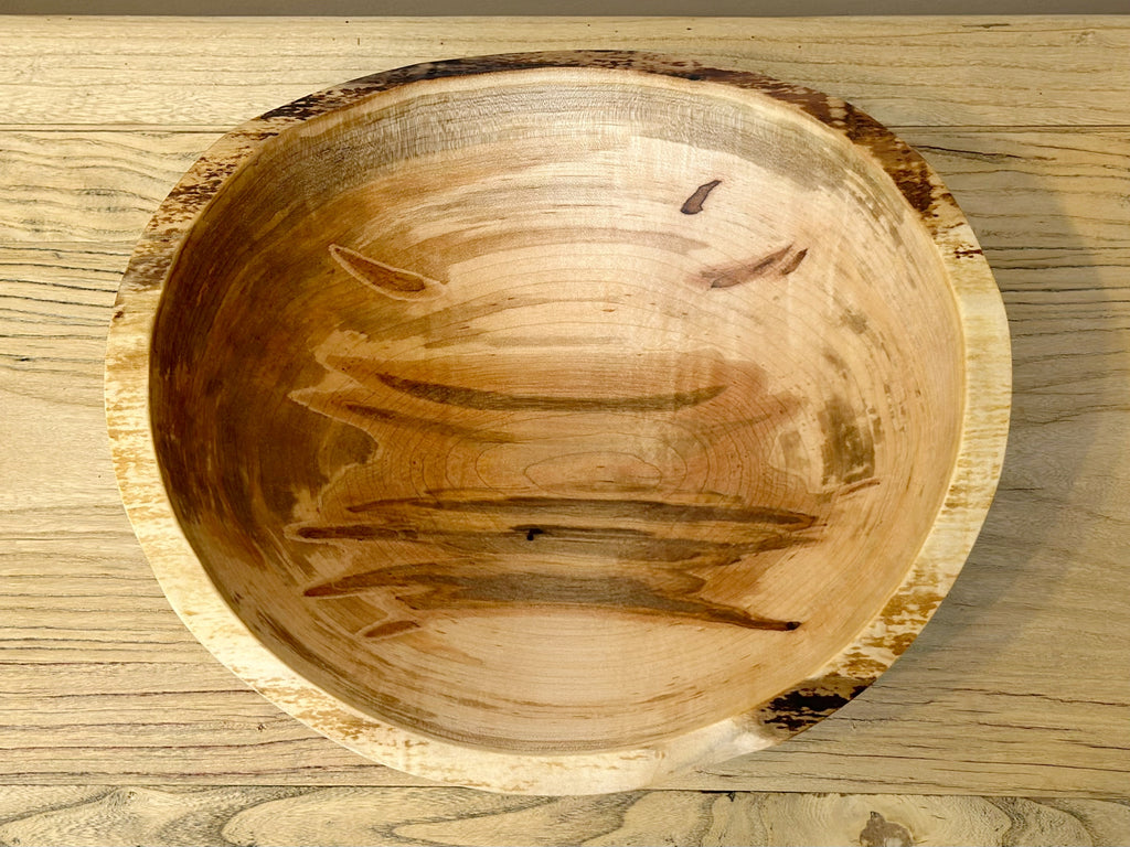 Solid Maple Wood Bowl Wane Edge - 14"D