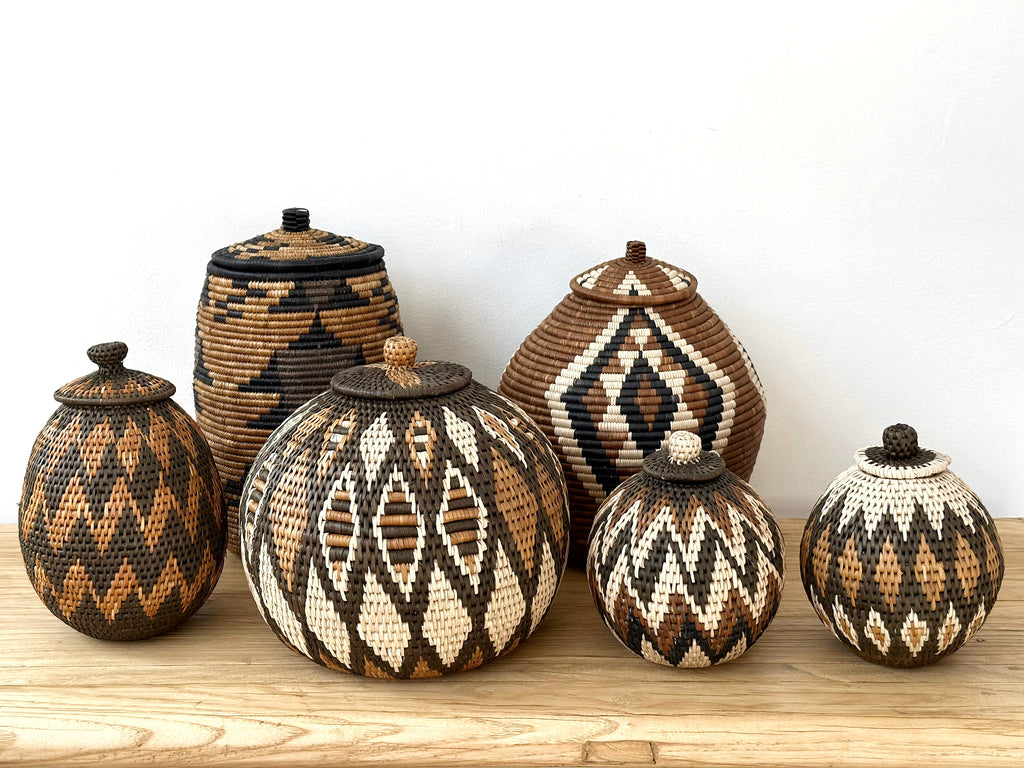 Handwoven Lidded Grass Basket