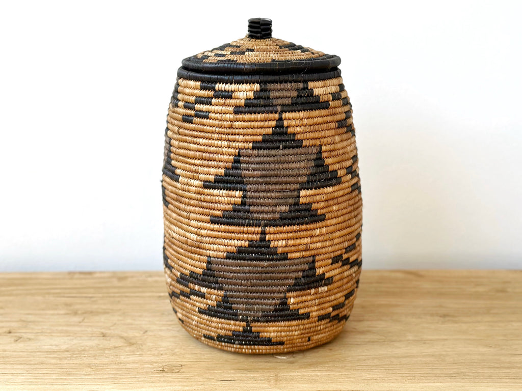 Handwoven Lidded Grass Basket