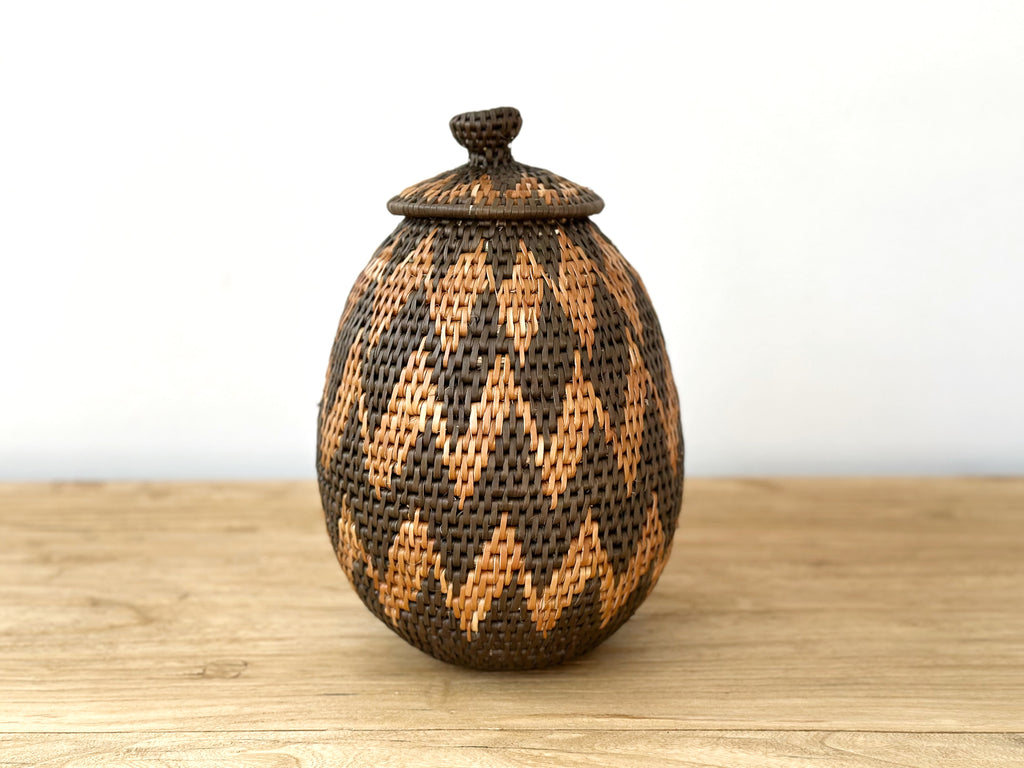 Handwoven Lidded Grass Basket