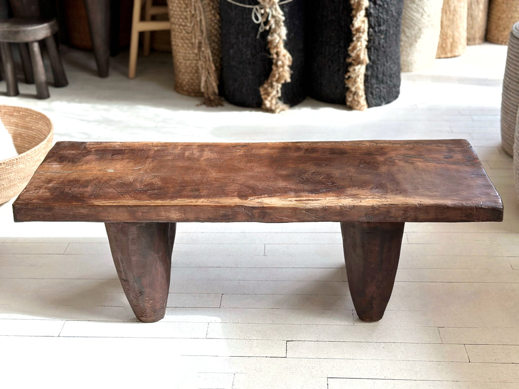 Handcarved Vintage African Large Wood Bench / Coffee Table - 14"W x 38"L x 13"H