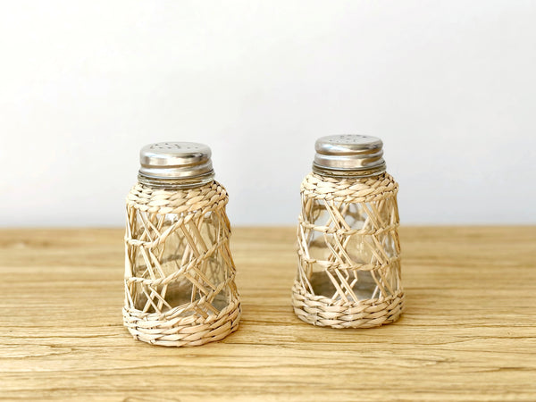 Handwoven Seagrass Recycled Glass Shakers