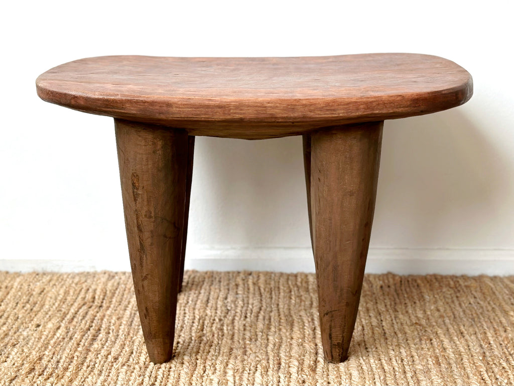 Handcarved Vintage African Large Wood Stool / Side Table - 17"W x 23.5"L x 16"H