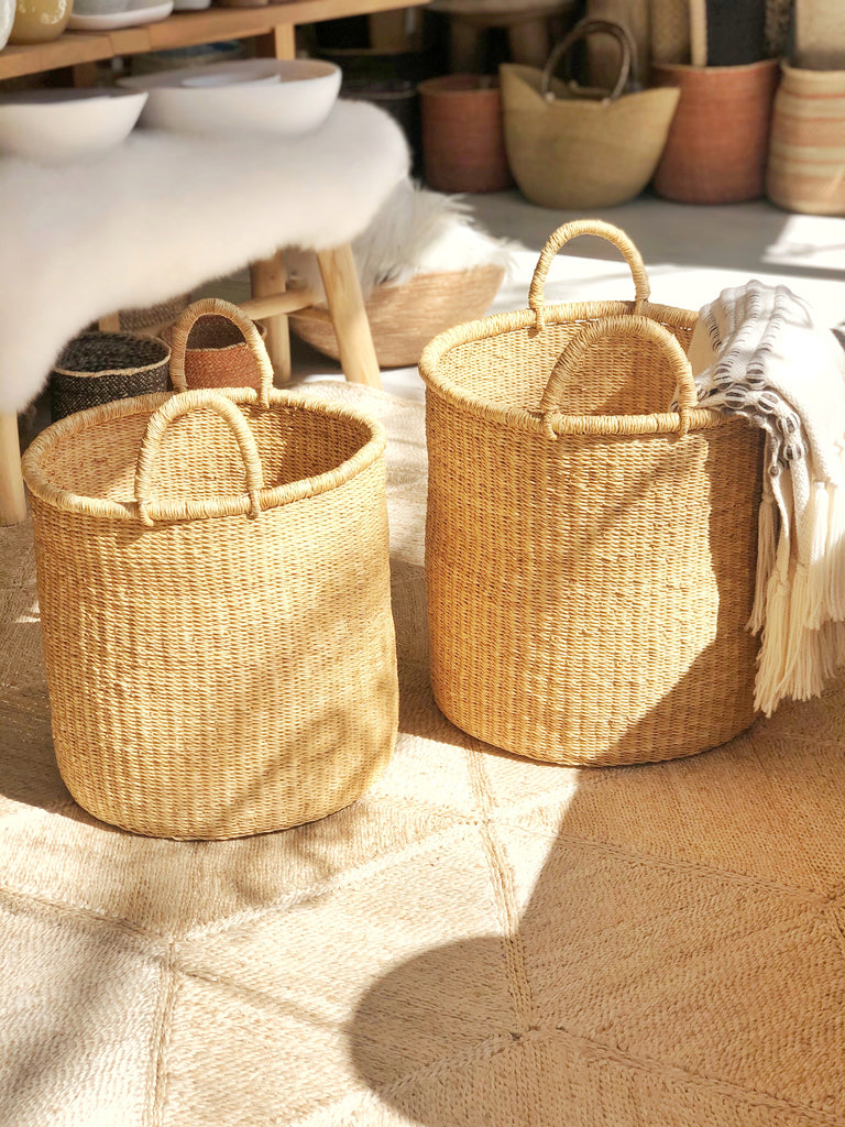 Handwoven Basket with Handles Tall