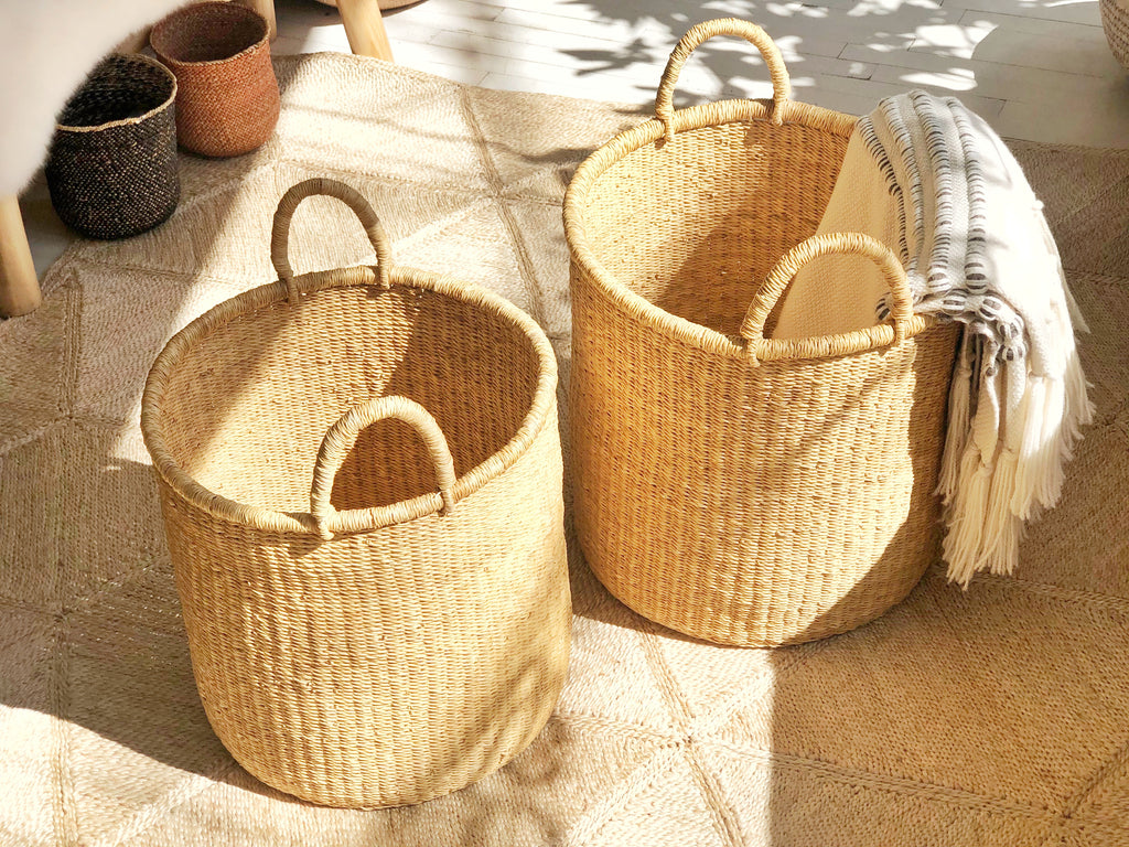 Handwoven Basket with Handles Tall