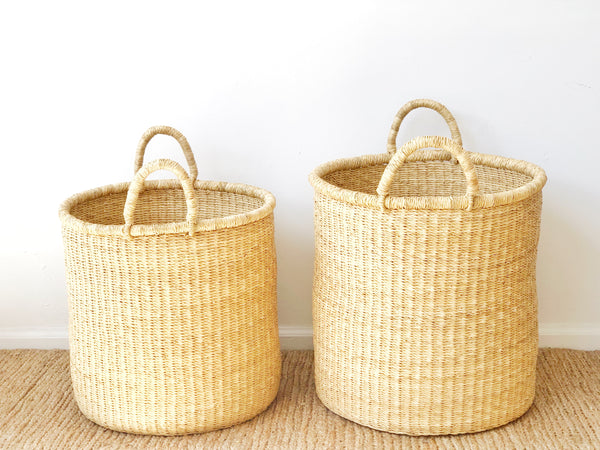 Handwoven Basket with Handles Tall